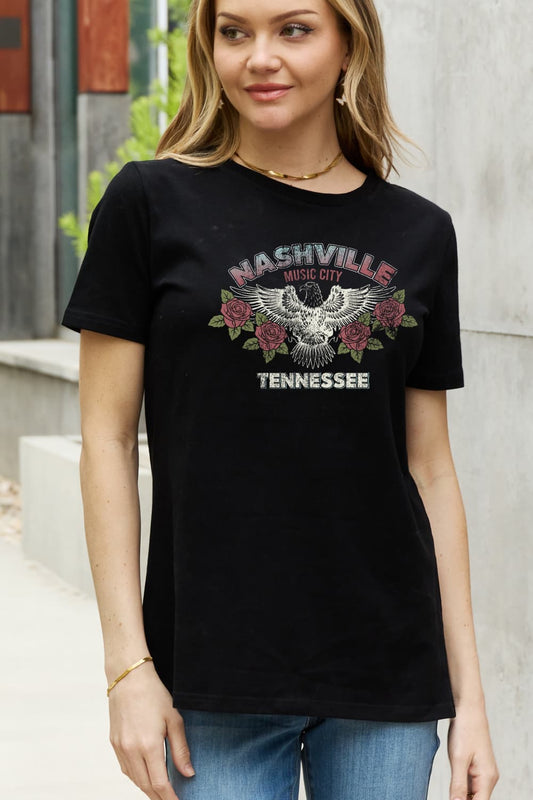 Simply Love Full Size NASHVILLE MUSIC CITY TENNESSEE Graphic Cotton Tee
